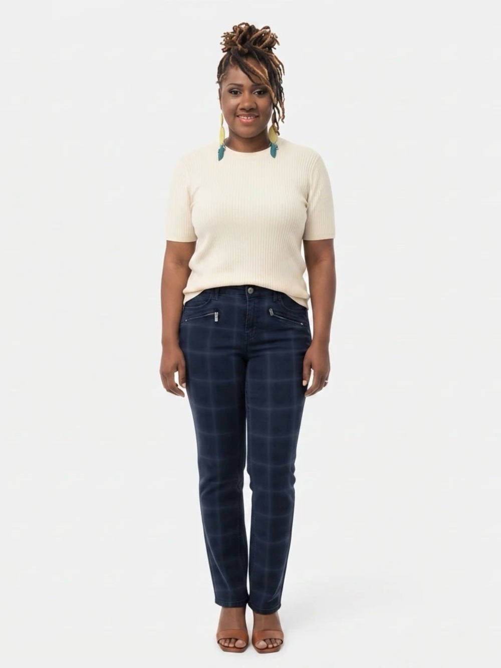 Democracy Navy Plaid Skinny Jeans